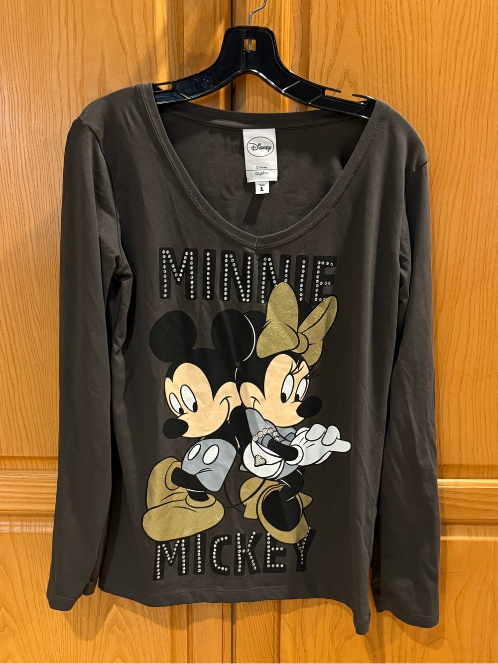 Disney + Oysho Mickey and Minnie Mouse Rhinestone & Glitter Long Sleeve Tunic L